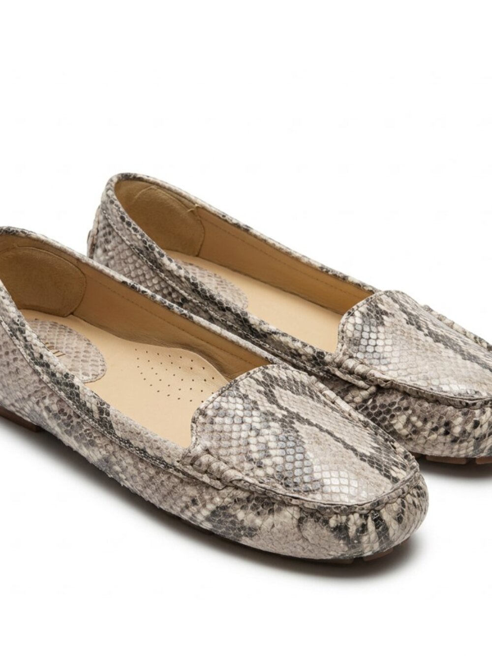 Cole Haan Snakeskin Loafers with Silver Hardware 7.5